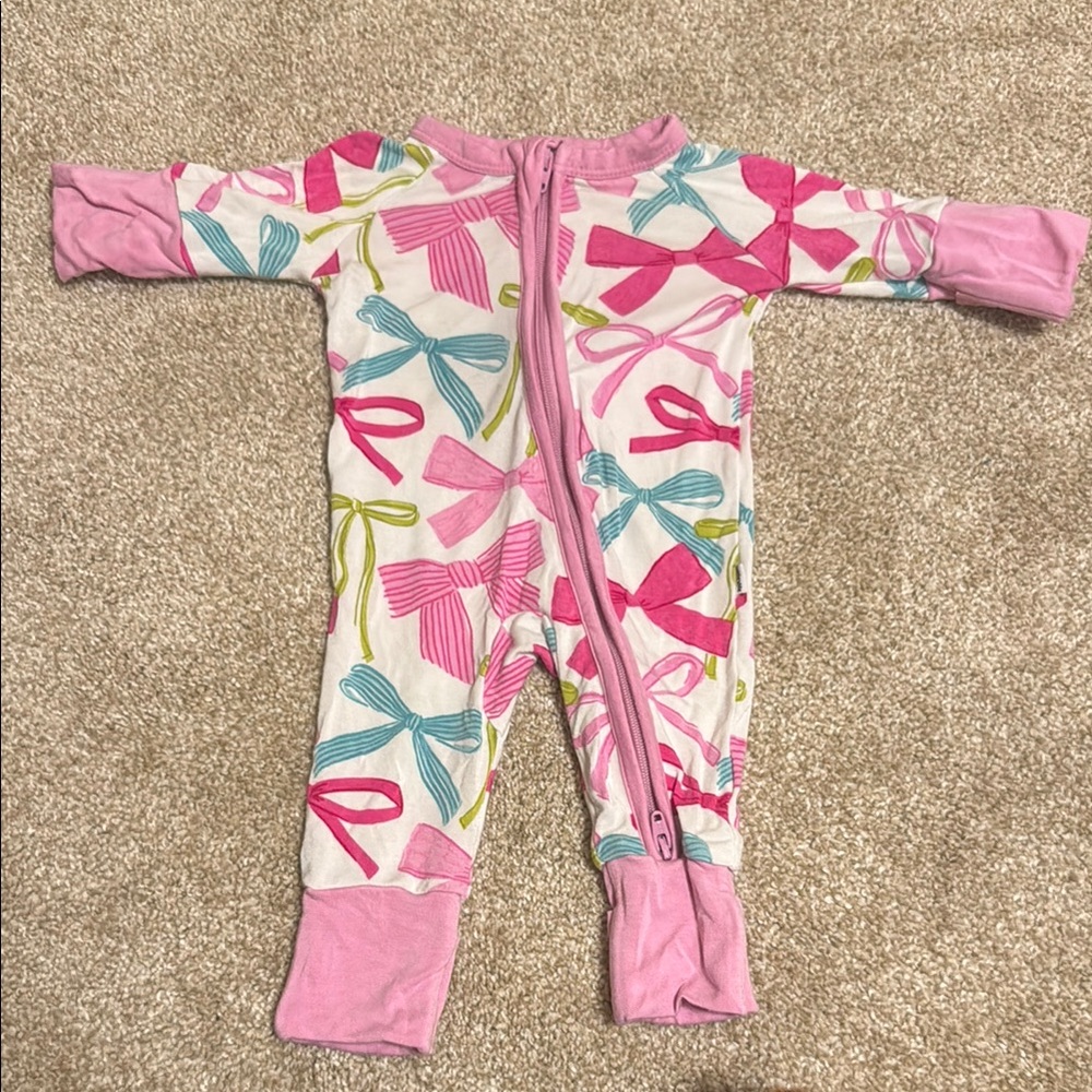 Pink and Blue Bow Print Kids One Piece
